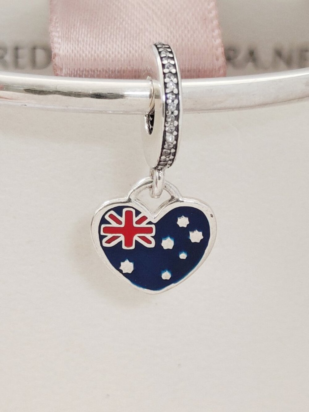 Pandora Australia Flag Heart Dangle Charm Sterling Silver
